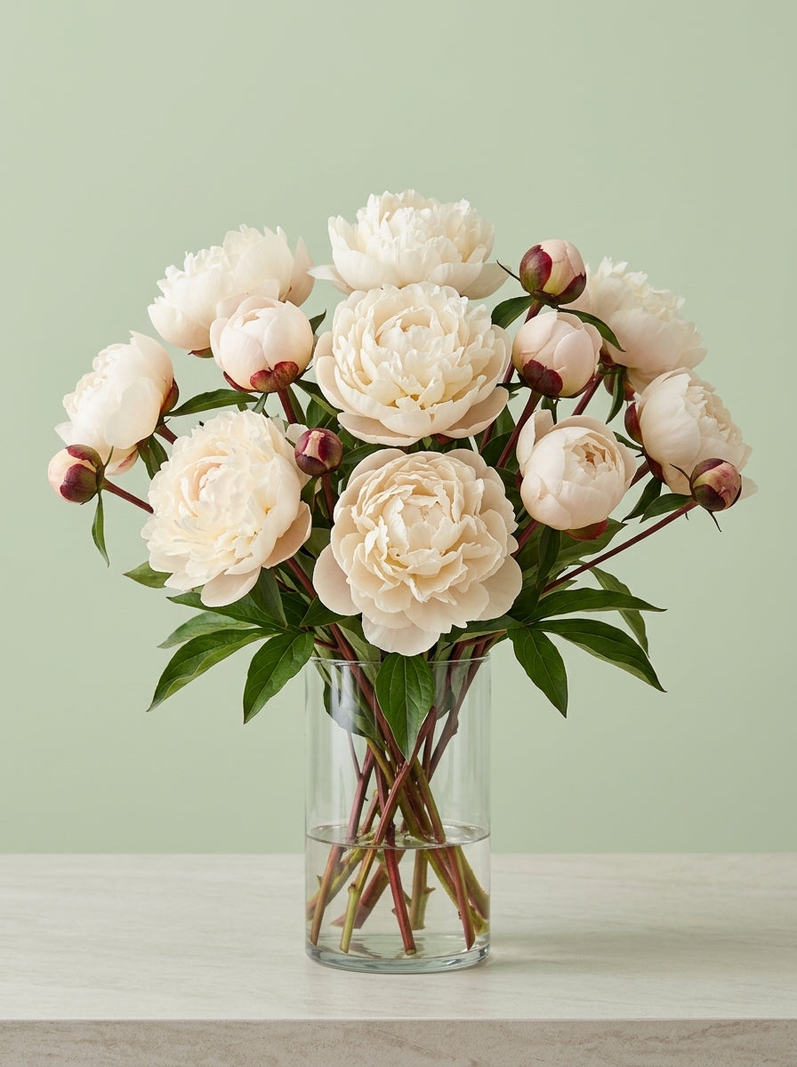 Peonias blanco crema