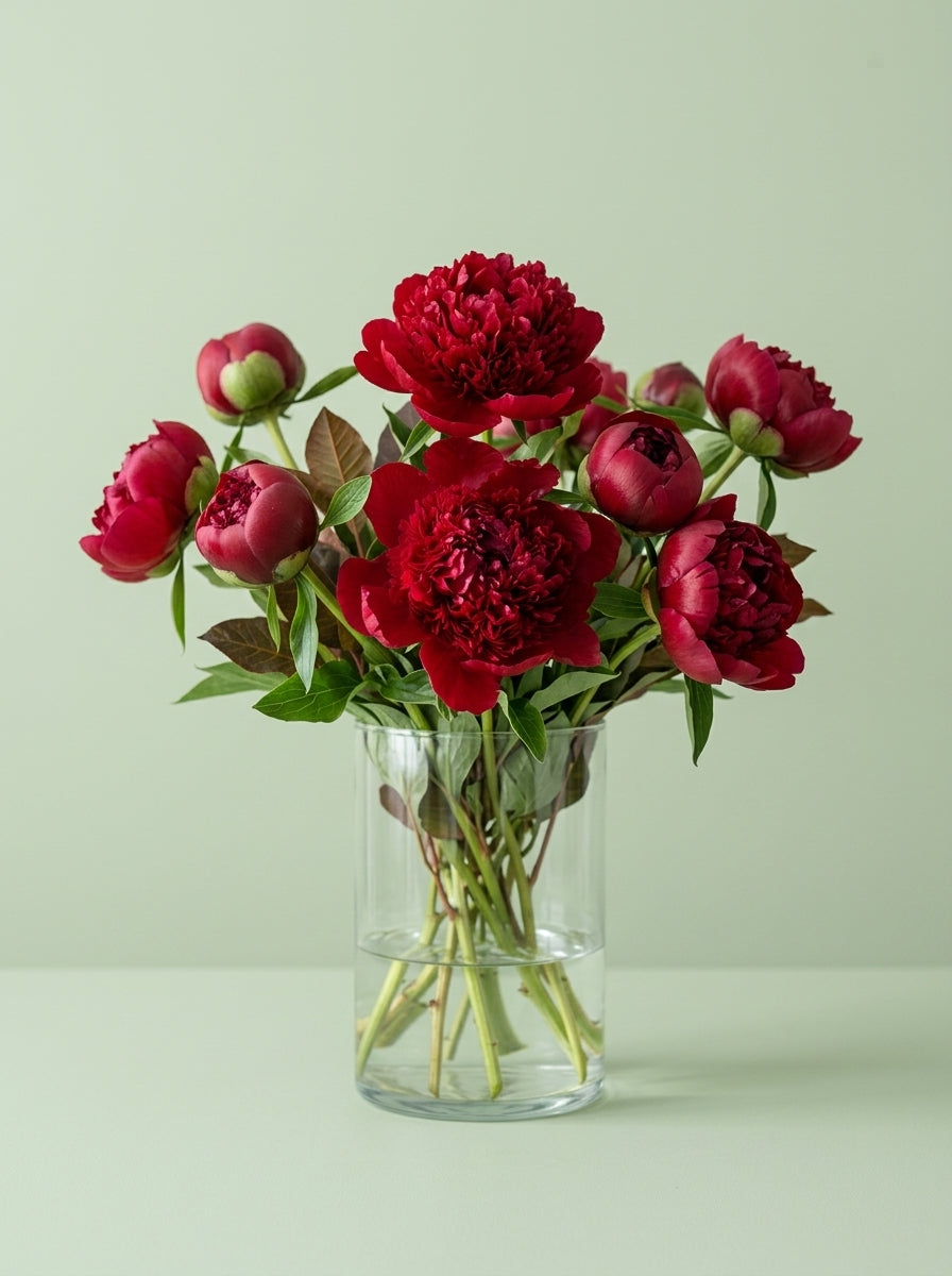 Peonias rojo encendido